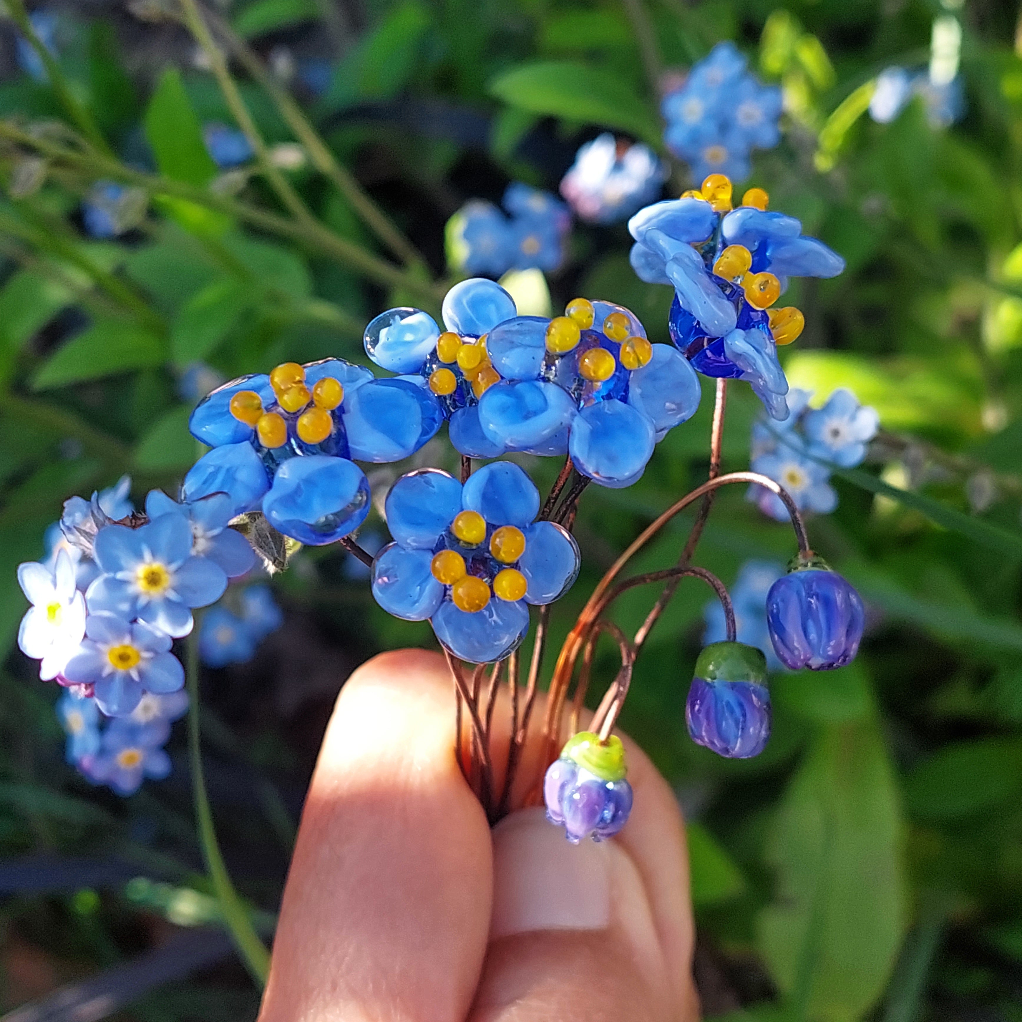 BESTSELLER! NEW!! Glass Art - Forget Me Nots - Grand Bouquet – Rainey ...