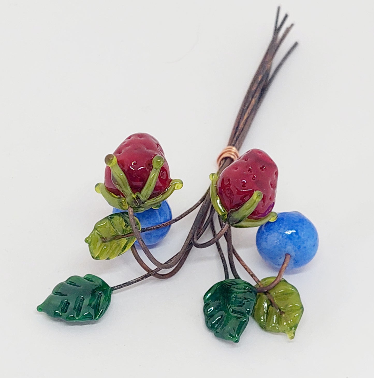 Glass Art - Blueberry and Strawberry Bouquet