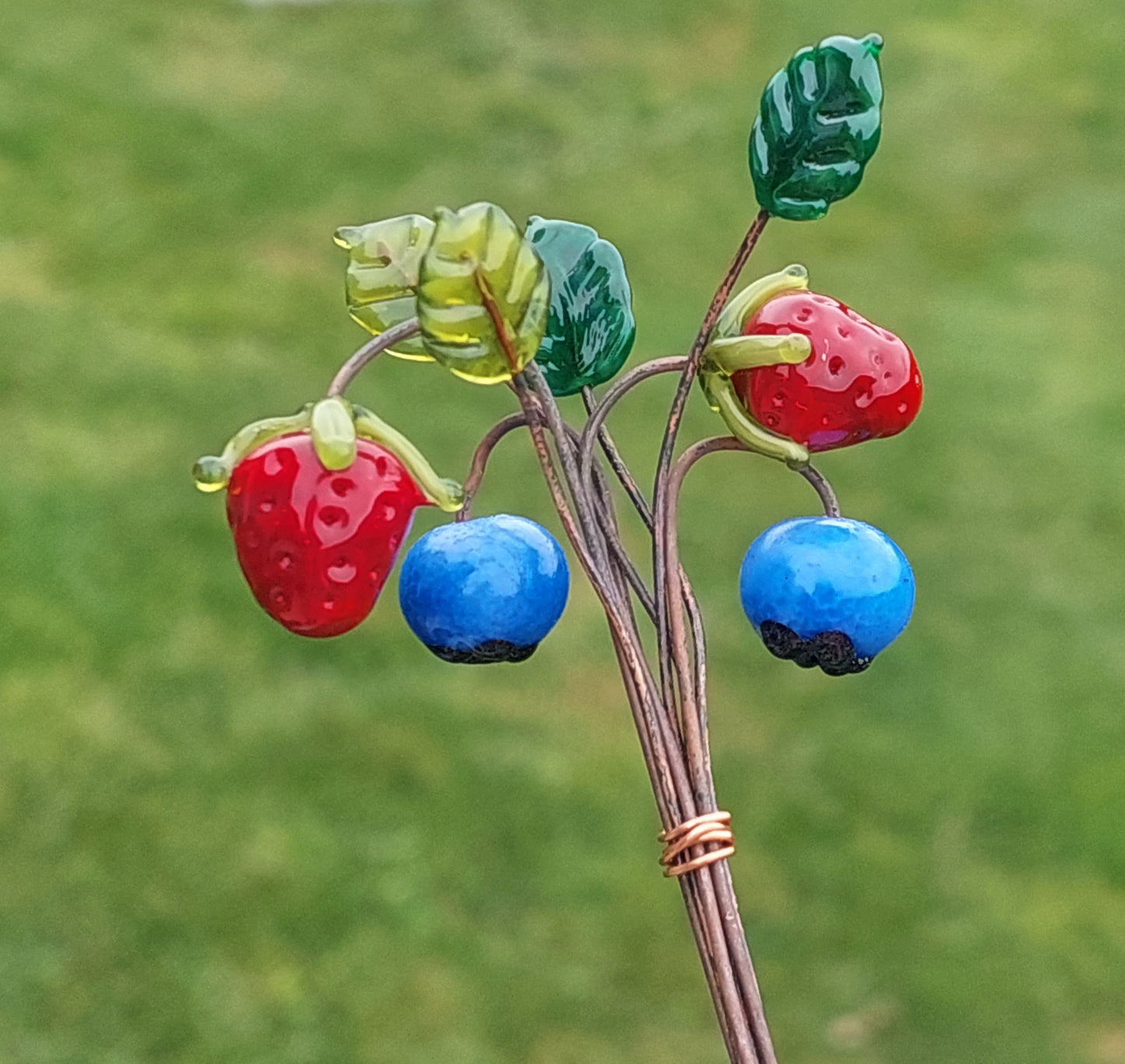 Glass Art - Blueberry and Strawberry Bouquet