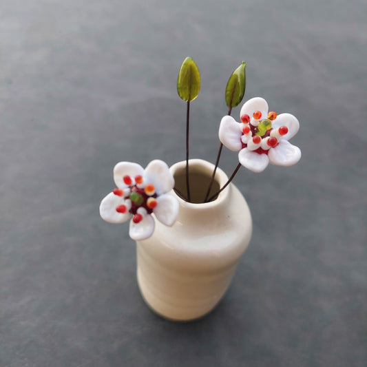 NEW!! Glass Art - Native Flora: Small White Manuka Bouquet