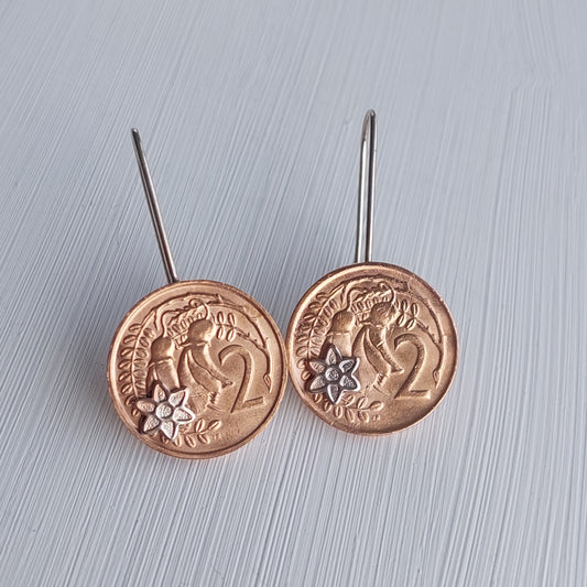 NEW!! Re-minted Artisan Coin Earrings with Tiny Flowers