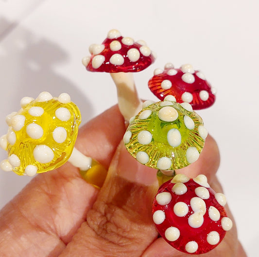 NEW!! Glass Art - Mini Fungi: Amanita muscaria (Fly Agaric Mushroom)