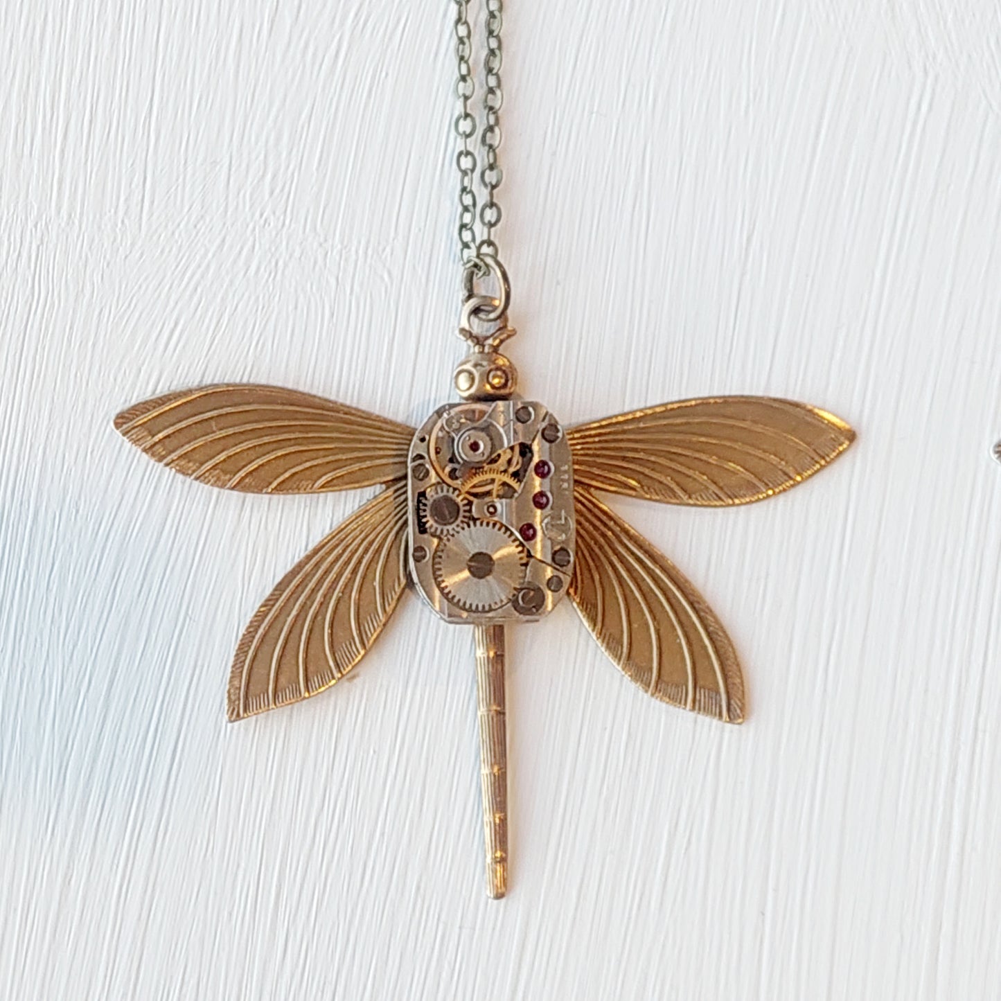 NEW!! Timepiece Victorian Dragonfly Pendant - Brass