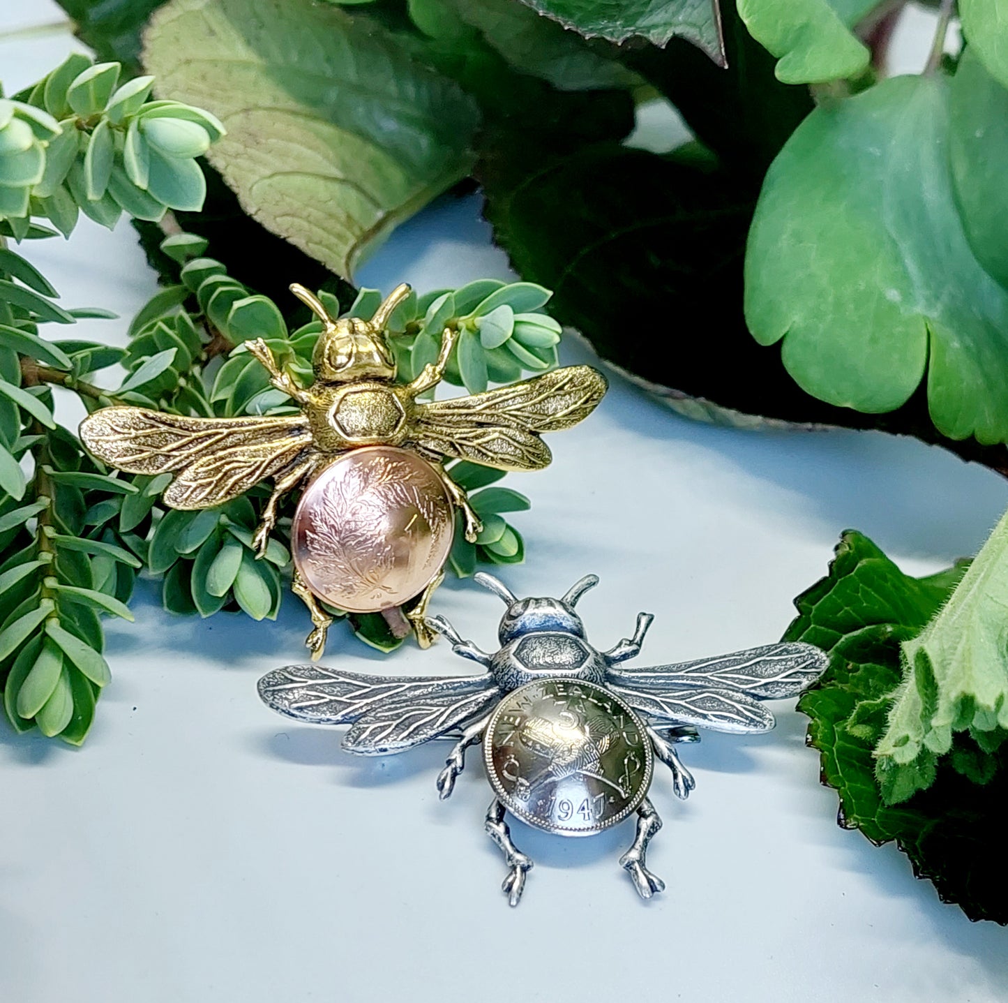 Co Honeybee Brooches with NZ Coins - Wholesale